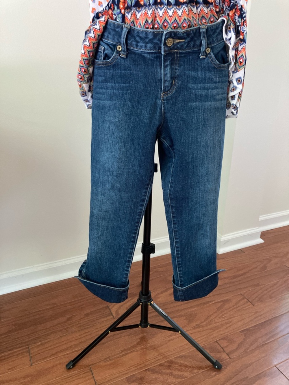 Simply Vera Vera Wang Dark Blue Boyfriend Capri Jeans